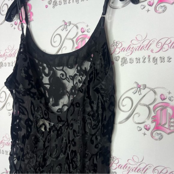 Versailles dress velvet paisley velour mesh black printed boho silky satin neck - Picture 7 of 9